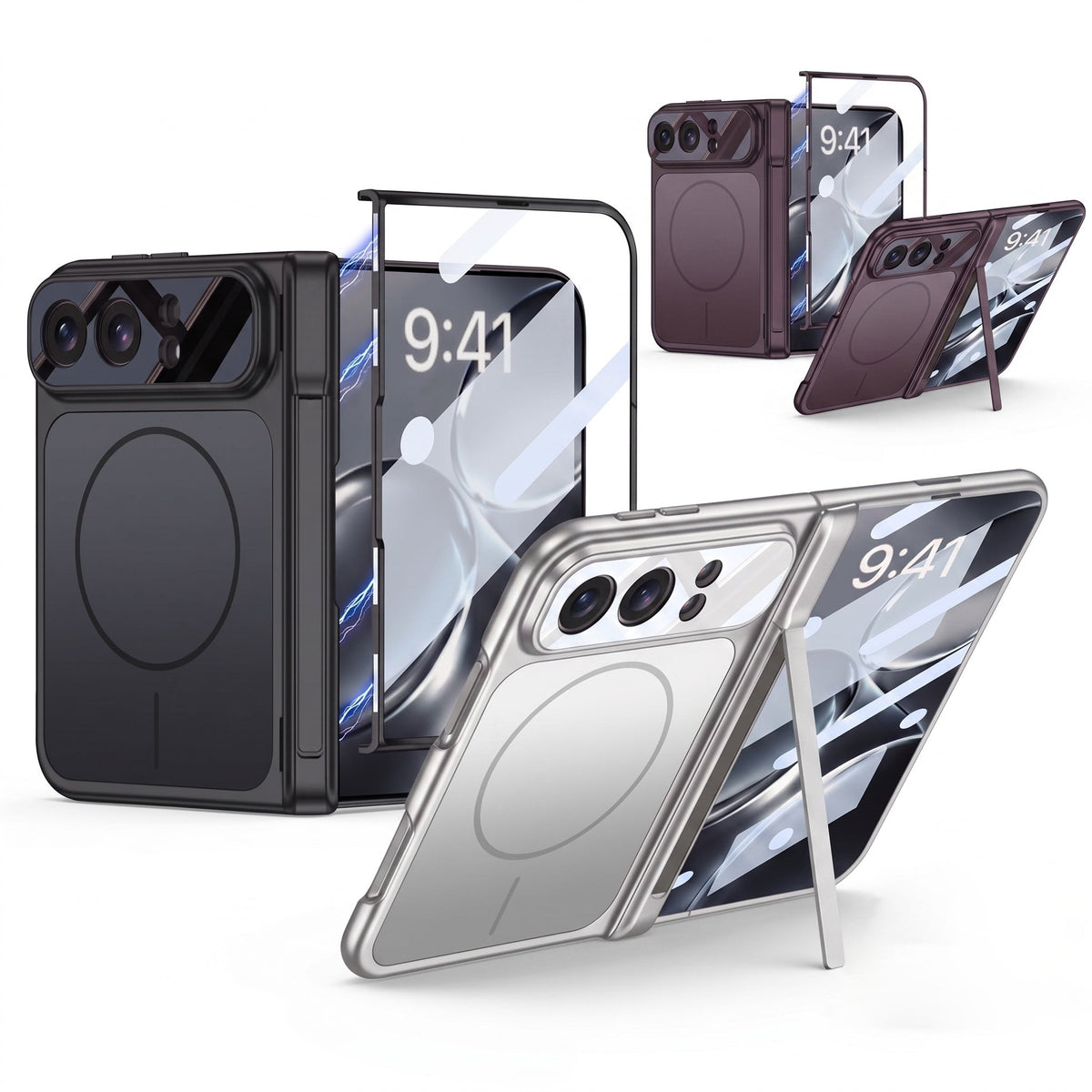 ZEERA FoldArmor Pro iPhone Duo用ケース|MagSafe対応・強化ガラス一体型・ヒンジ保護&スタンド付き