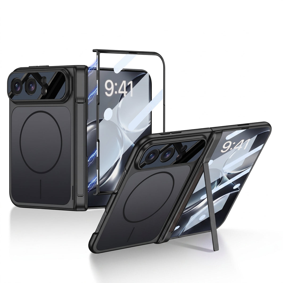 ZEERA FoldArmor Pro iPhone Duo用ケース｜MagSafe対応・強化ガラス一体型・ヒンジ保護＆スタンド付き