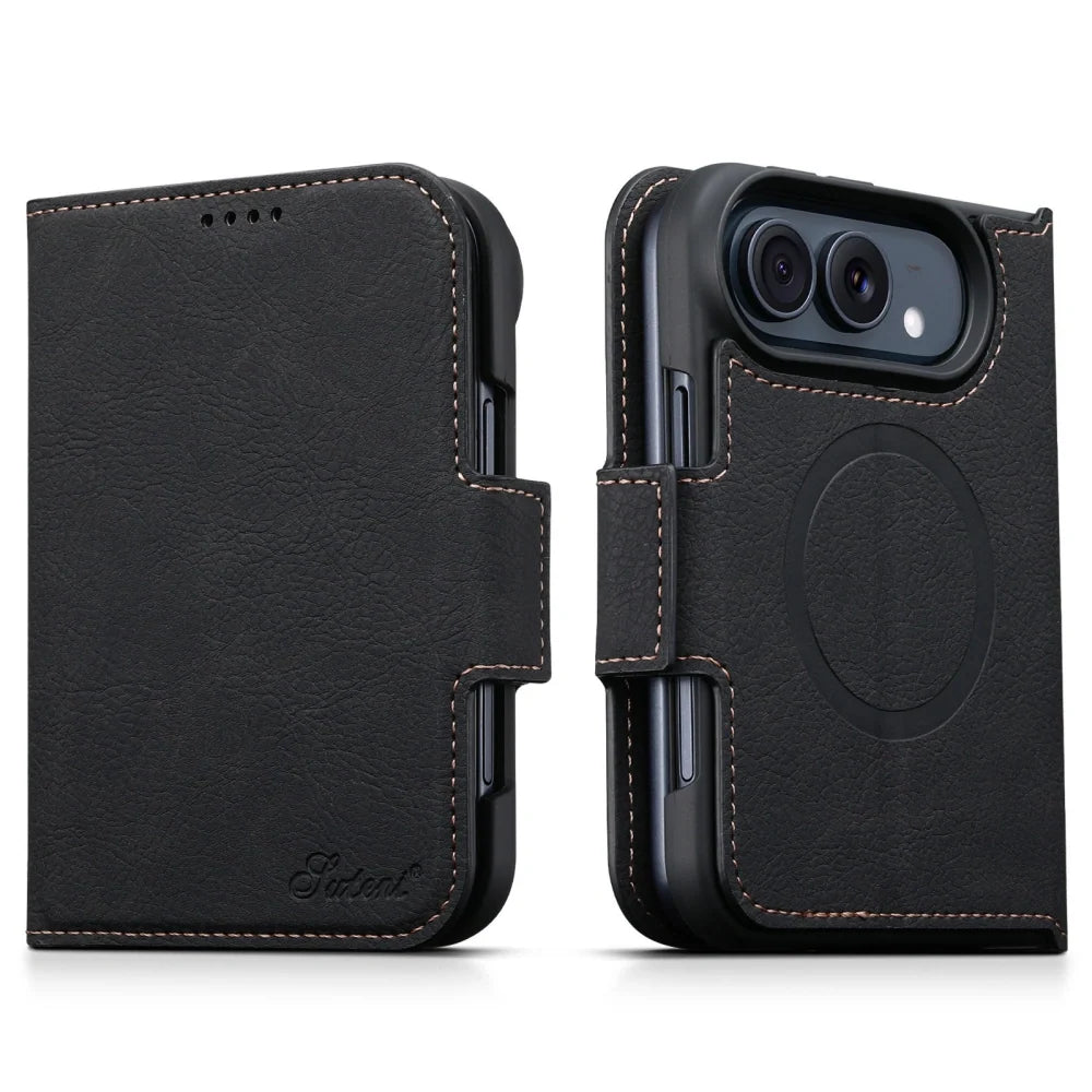 ZEERA FoldClasp Pro iPhone Duo용 케이스｜MagSafe 지원 가죽 질감 다이어리형·마그네틱 개폐·가로형 스탠드 포함