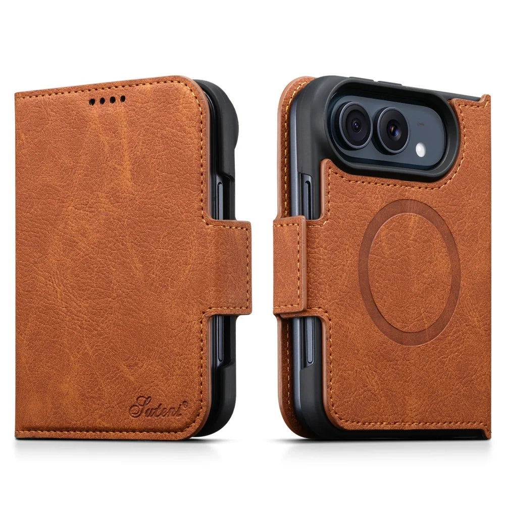 ZEERA FoldClasp Pro iPhone Duo용 케이스｜MagSafe 지원 가죽 질감 다이어리형·마그네틱 개폐·가로형 스탠드 포함