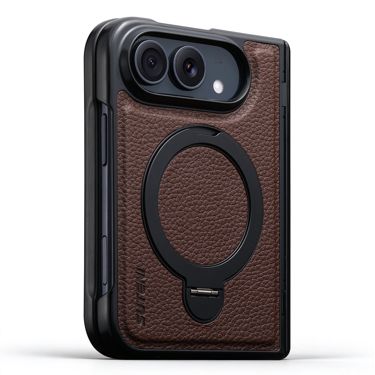 ZEERA FoldGrain Pro iPhone Duo ケース｜シボ加工レザー・MagSafe対応・ヒンジ保護・強化ガラス一体型・縦横スタンド