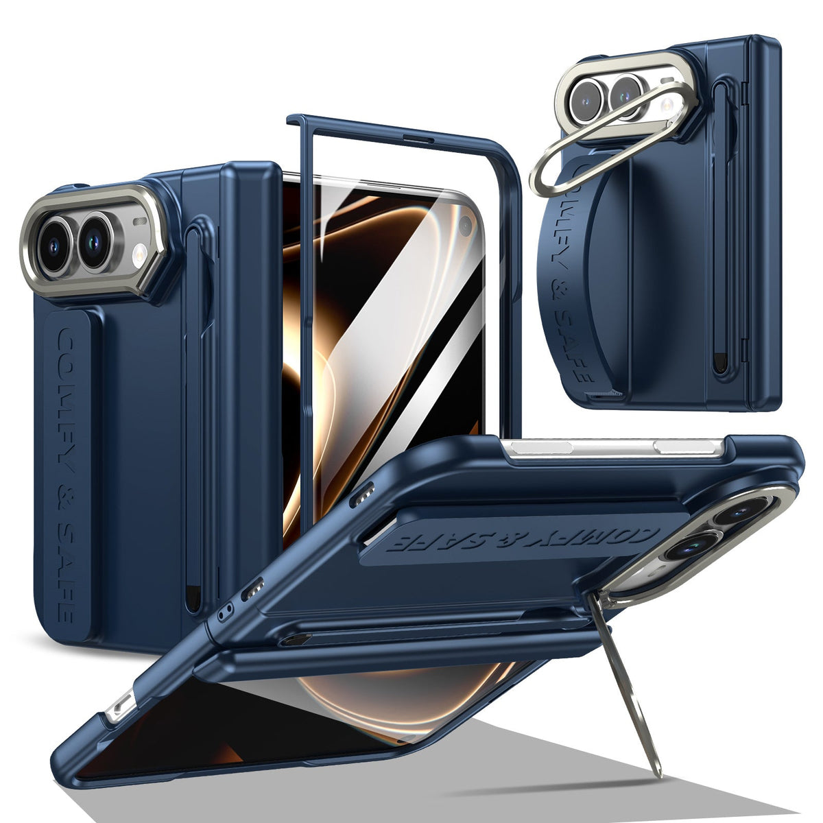 ZEERA FoldGrip Pro Etui na iPhone Duo / Galaxy Z Fold8 | z paskiem, aluminiowym stojakiem, rysikiem i ochroną zawiasu