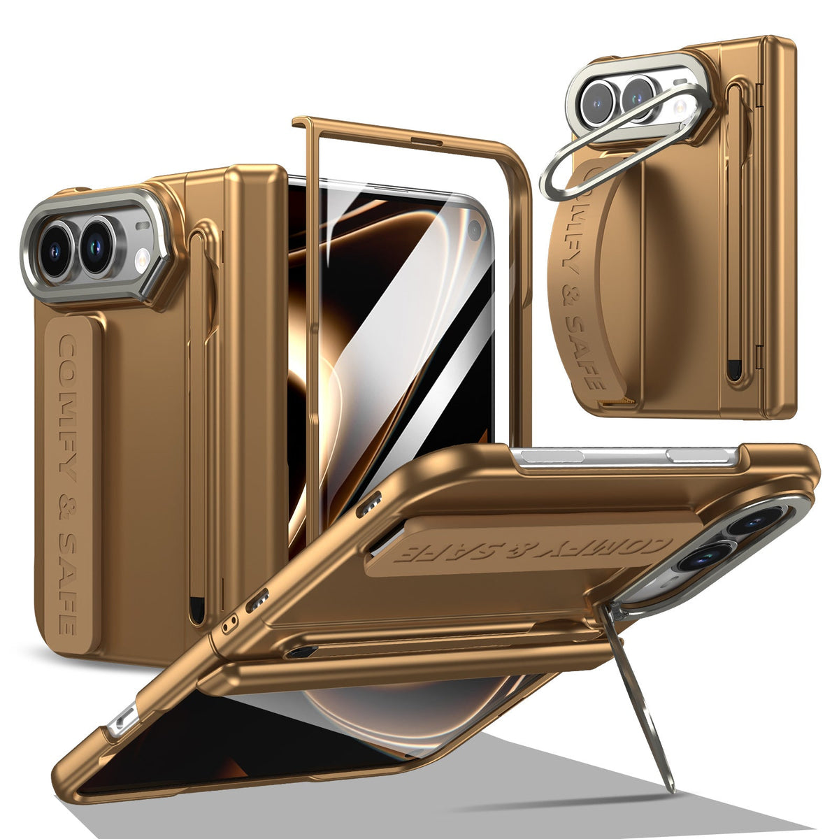 ZEERA FoldGrip Pro Etui na iPhone Duo / Galaxy Z Fold8 | z paskiem, aluminiowym stojakiem, rysikiem i ochroną zawiasu