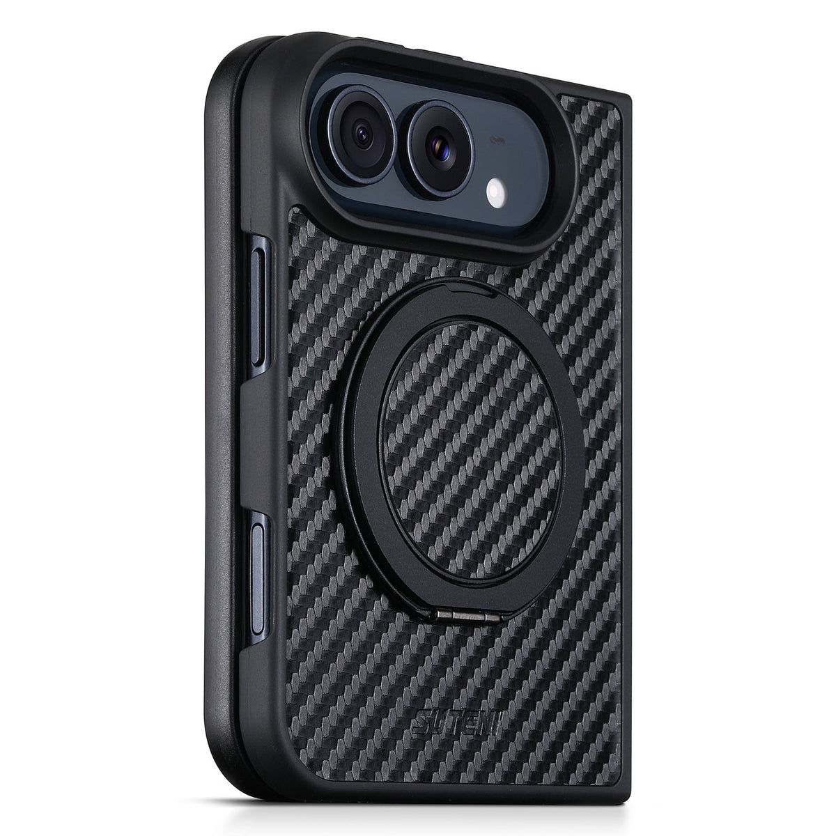 ZEERA FoldMatrix Pro iPhone Duo用ケース｜Bold Weaveカーボン調PC・MagSafe対応・360°回転スタンド付き