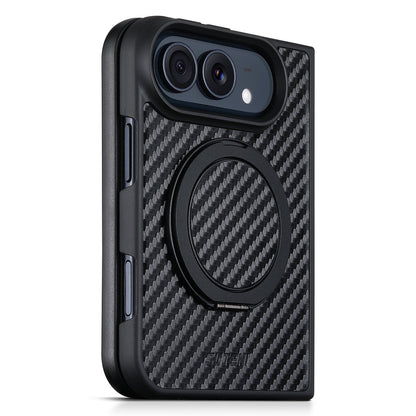 ZEERA FoldMatrix Pro iPhone Duo用ケース｜Bold Weaveカーボン調PC・MagSafe対応・360°回転スタンド付き