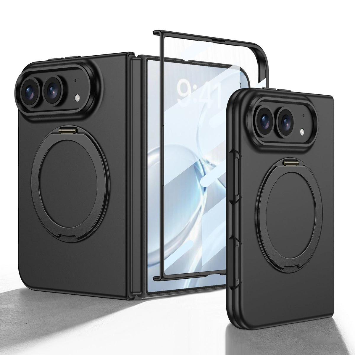 Etui ZEERA FoldPivot Pro do iPhone Duo | Cienkie, kompatybilne z MagSafe, z obrotową o 360° podstawką i zintegrowaną ochroną ekranu