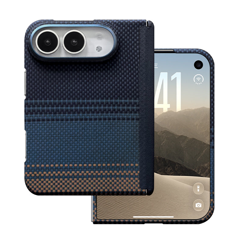 ZEERA FoldShield Pro iPhone Duo ケース｜厚さ1mm・超軽量アラミド繊維・MagSafe対応・自動復帰レザーヒンジ保護