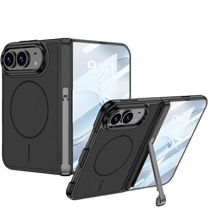 ZEERA FoldStand Pro iPhone Duo 케이스｜가로세로 2WAY 힌지 스탠드・강화유리 일체형・MagSafe 지원