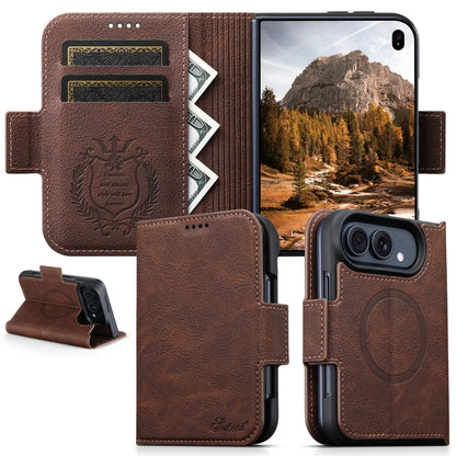 ZEERA FoldClasp Pro iPhone Duo용 케이스｜MagSafe 지원 가죽 질감 다이어리형·마그네틱 개폐·가로형 스탠드 포함