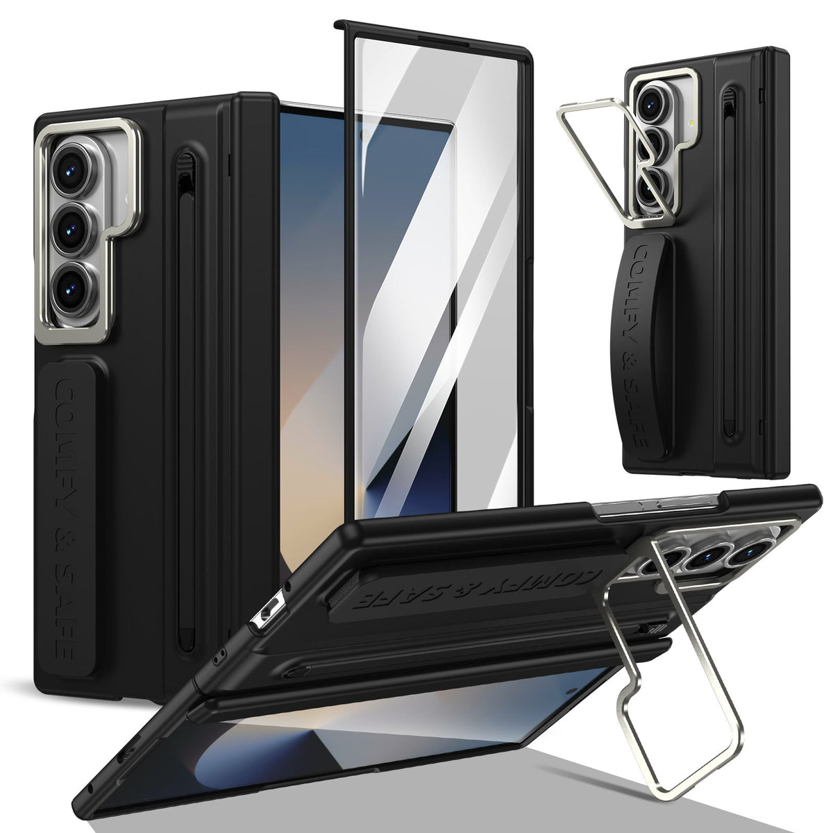 ZEERA FoldGrip Pro Etui na iPhone Duo / Galaxy Z Fold8 | z paskiem, aluminiowym stojakiem, rysikiem i ochroną zawiasu