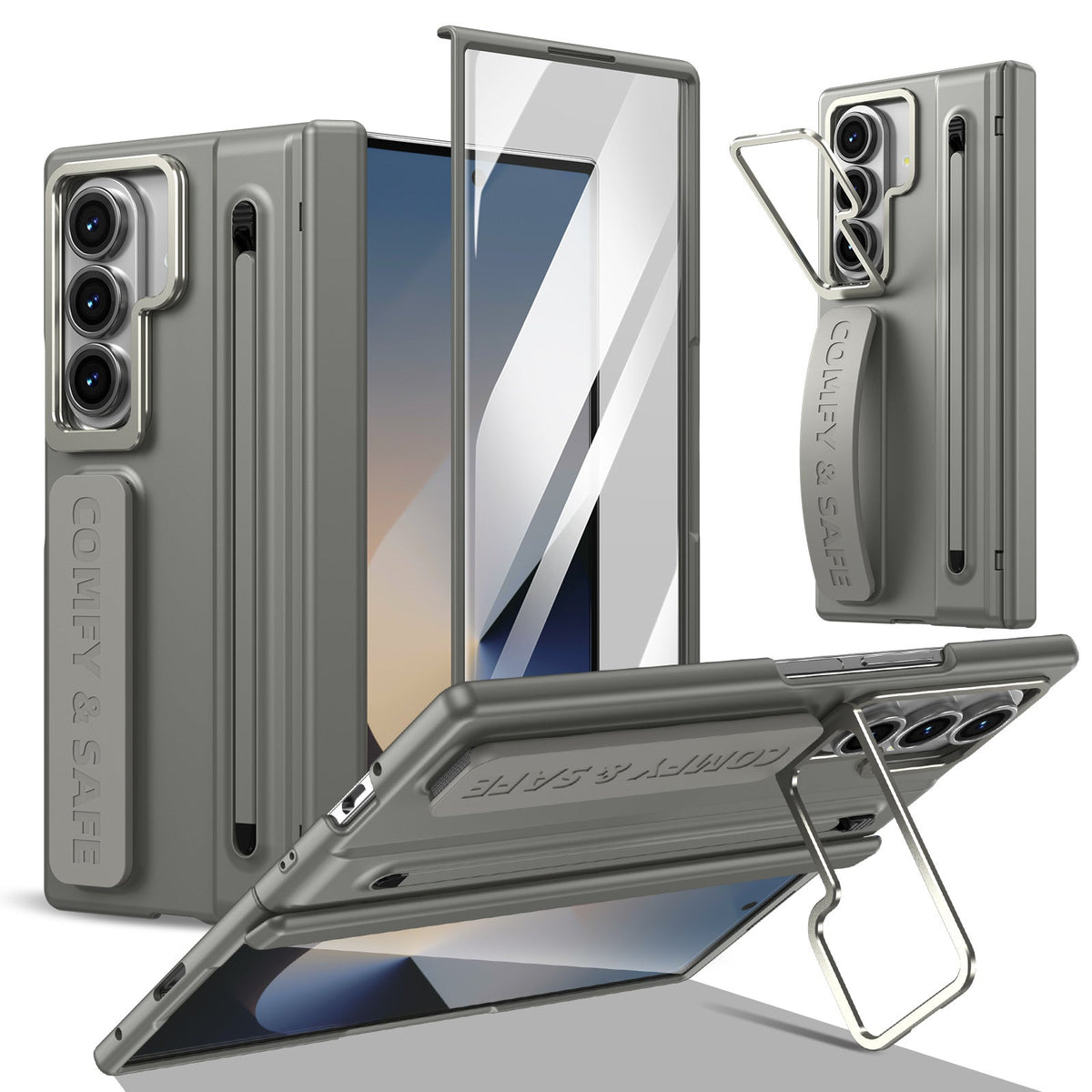 ZEERA FoldGrip Pro Etui na iPhone Duo / Galaxy Z Fold8 | z paskiem, aluminiowym stojakiem, rysikiem i ochroną zawiasu