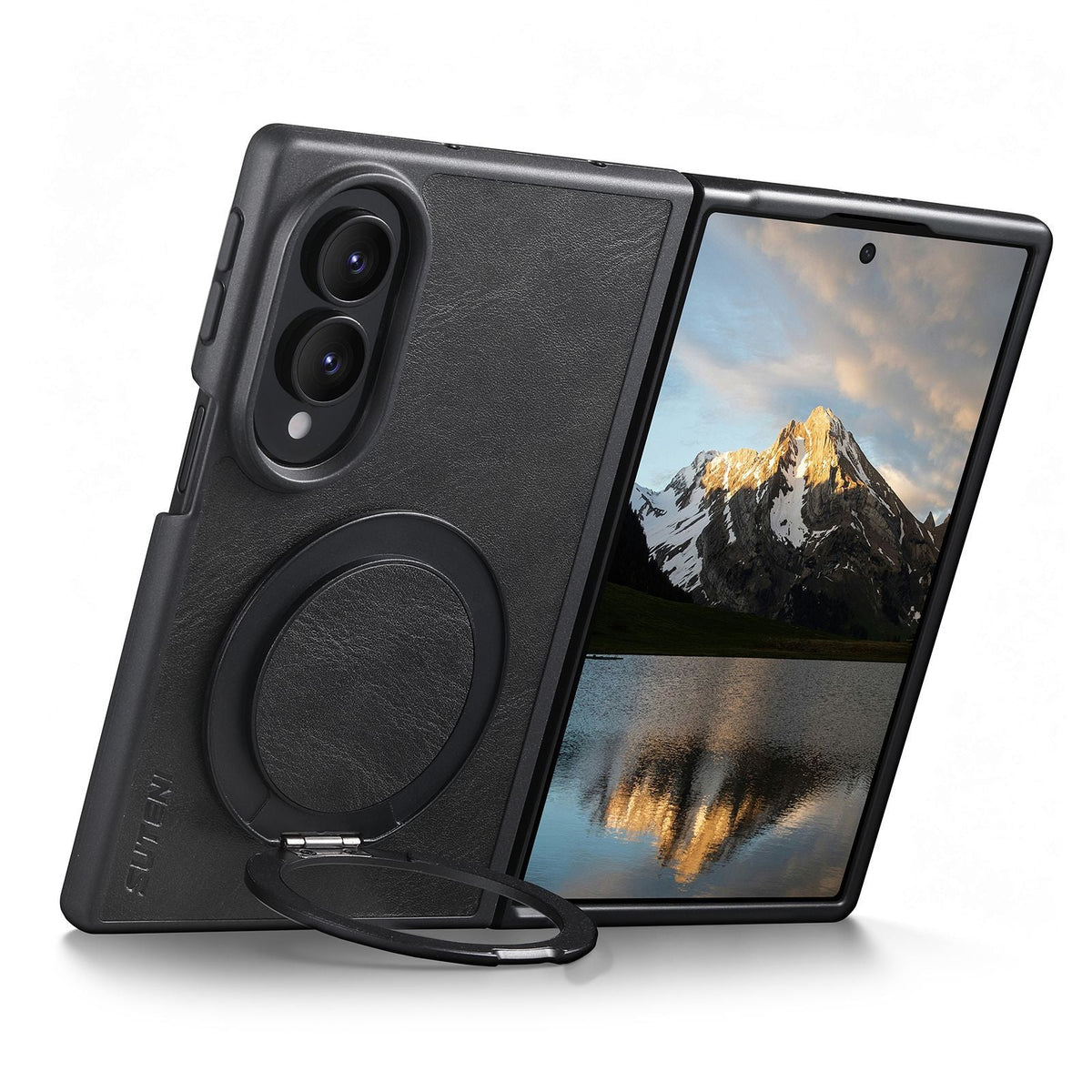 ZEERA FoldLuxe Pro iPhone Duo用ケース｜オイルワックス調PUレザー・MagSafe対応・360°回転スタンド付き