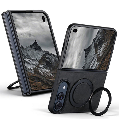 ZEERA FoldLuxe Pro iPhone Duo用ケース｜オイルワックス調PUレザー・MagSafe対応・360°回転スタンド付き