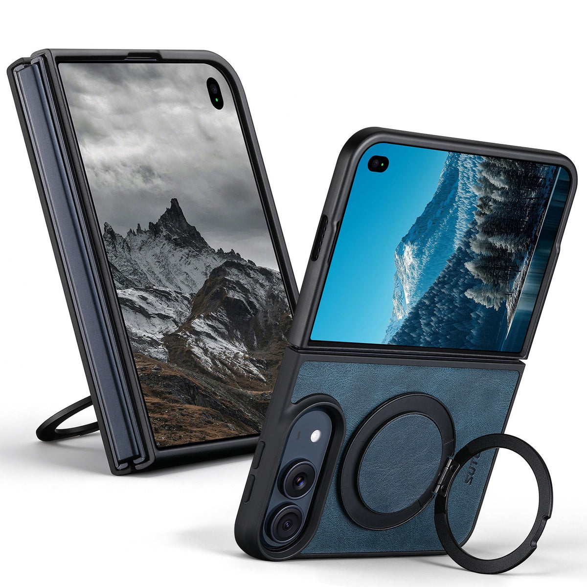 ZEERA FoldLuxe Pro iPhone Duo用ケース｜オイルワックス調PUレザー・MagSafe対応・360°回転スタンド付き