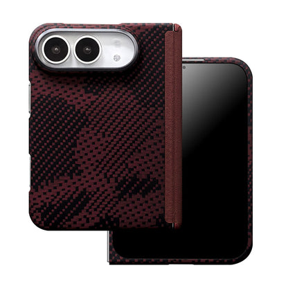 ZEERA FoldShield Pro iPhone Duo ケース｜厚さ1mm・超軽量アラミド繊維・MagSafe対応・自動復帰レザーヒンジ保護