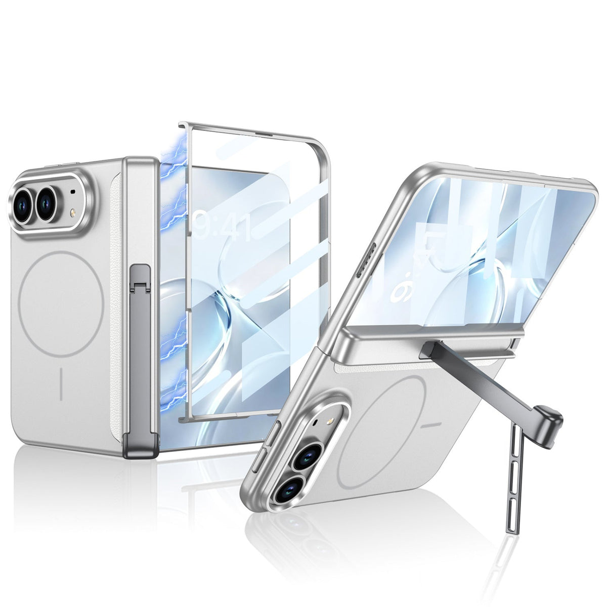 ZEERA FoldStand Pro iPhone Duo 케이스｜가로세로 2WAY 힌지 스탠드・강화유리 일체형・MagSafe 지원