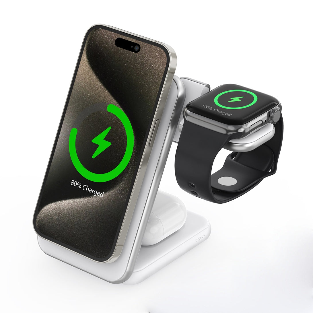 ZEERA MagTri Gen2 Qi2.2 3-in-1 접이식 MagSafe 충전기｜25W·액티브 냉각